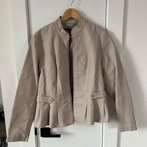 Cute Faux Leather Jacket - Taupe - Size Large